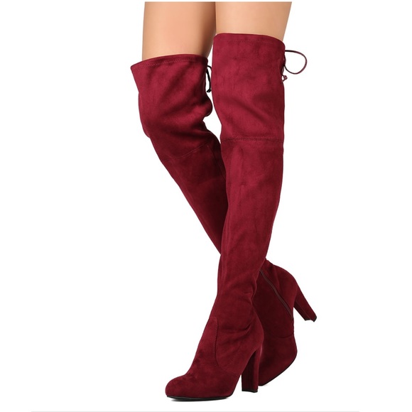 Wild Diva Thigh High Drawstring Chunky Heel Boot - Picture 3 of 3